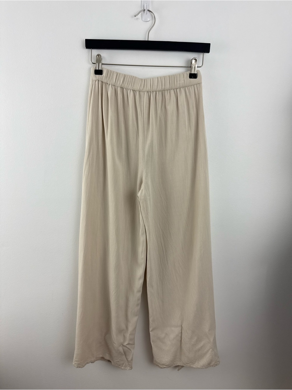Pull&Bear Cream Wide-Leg Split Pants with Drawstring size XS - Picture 8 of 9